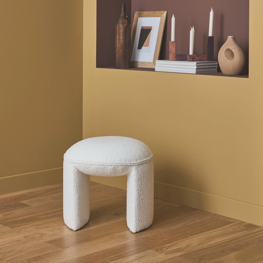 Tabouret/pouf en bouclette texturée blanche l sweeek