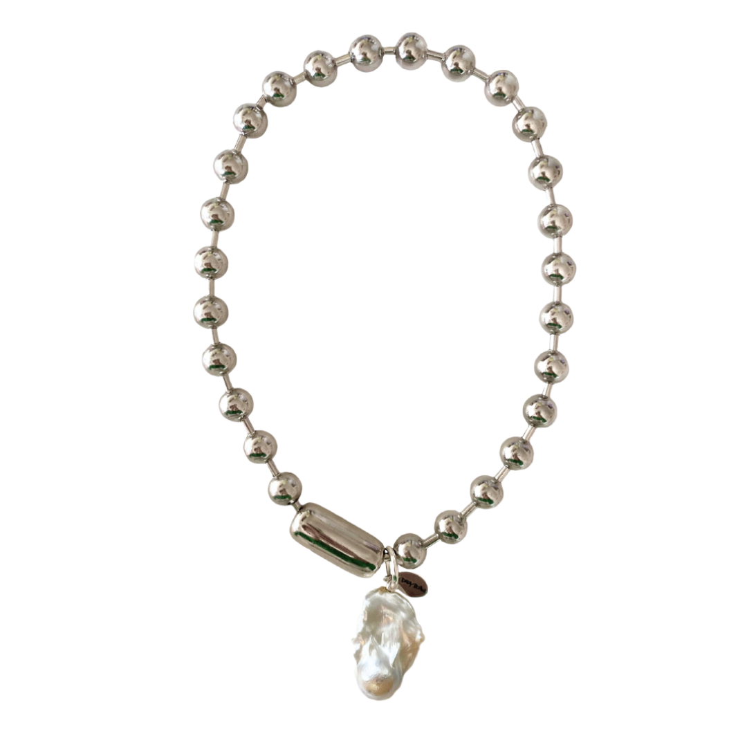 Baroque Pearl Ball Chain Necklace