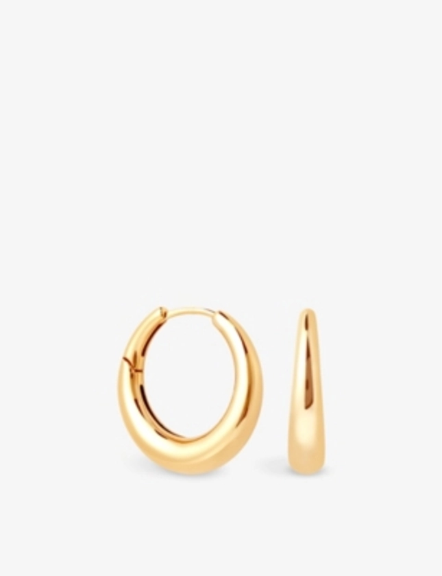 ASTRID & MIYU - Dome 18ct yellow gold-plated recycled sterling-silver hoop earrings | Selfridges.com