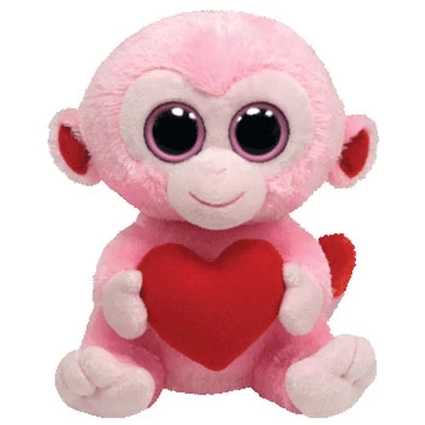 TY Beanie Boos - JULEP the Pink Monkey with Heart (Solid Eye Color) (Regular Size - 6 inch)