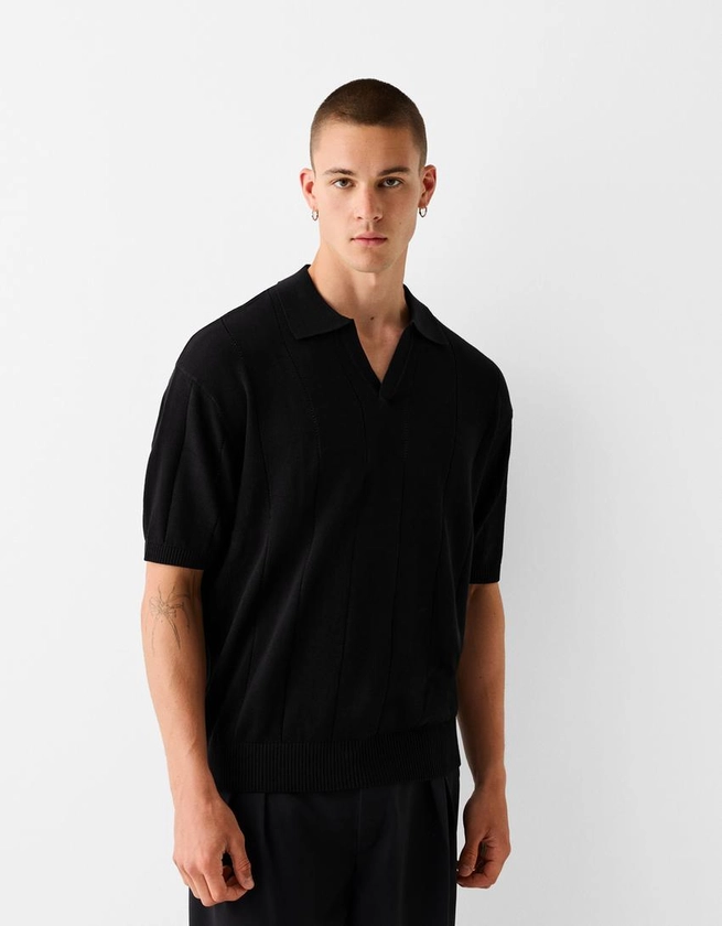 Textured short sleeve polo shirt - T-shirts - Men