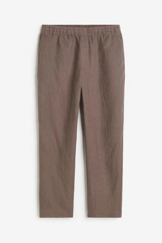 Pantalon en lin Regular Fit - Beige foncé - HOMME | H&M FR