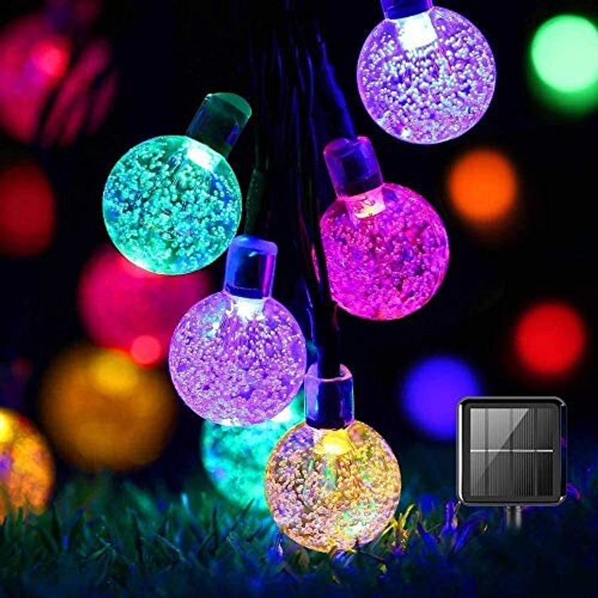 Solar String Lights Garden, 50 LED 24Ft Multi-Coloured Festival Lights Crystal Ball Decorative Fairy Lights Waterproof Indoor Outdoor for Garden, on OnBuy