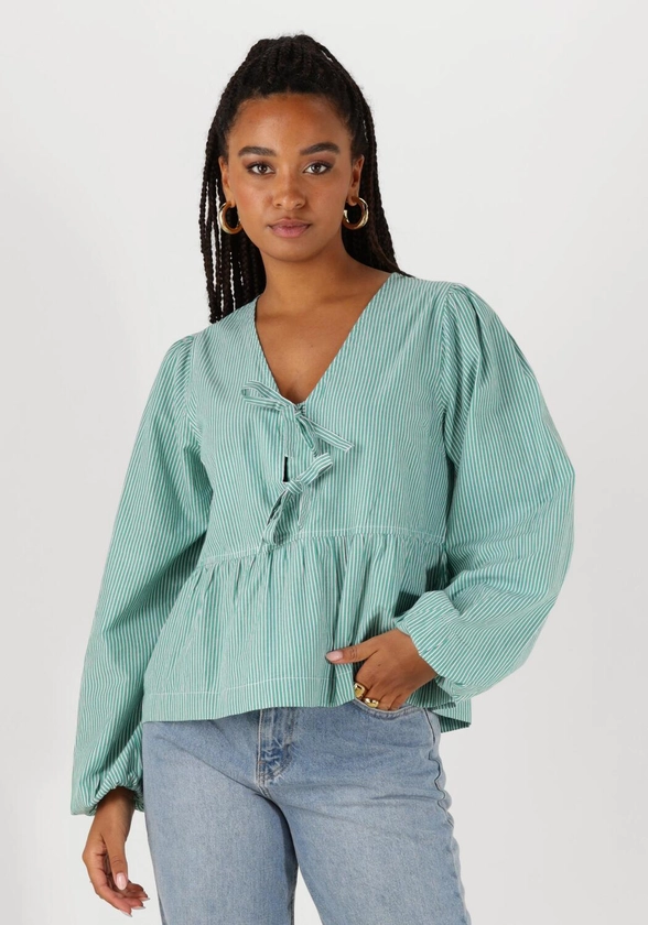 Groene NEO NOIR Blouse ESMEE SMALL STRIPE BLOUSE