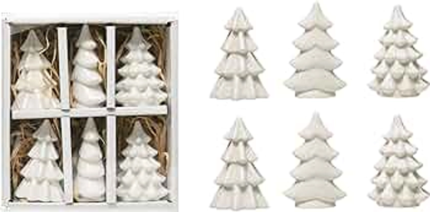 Creative Co-Op 2.5" Stoneware (Boxed Set of 6) Trees, White