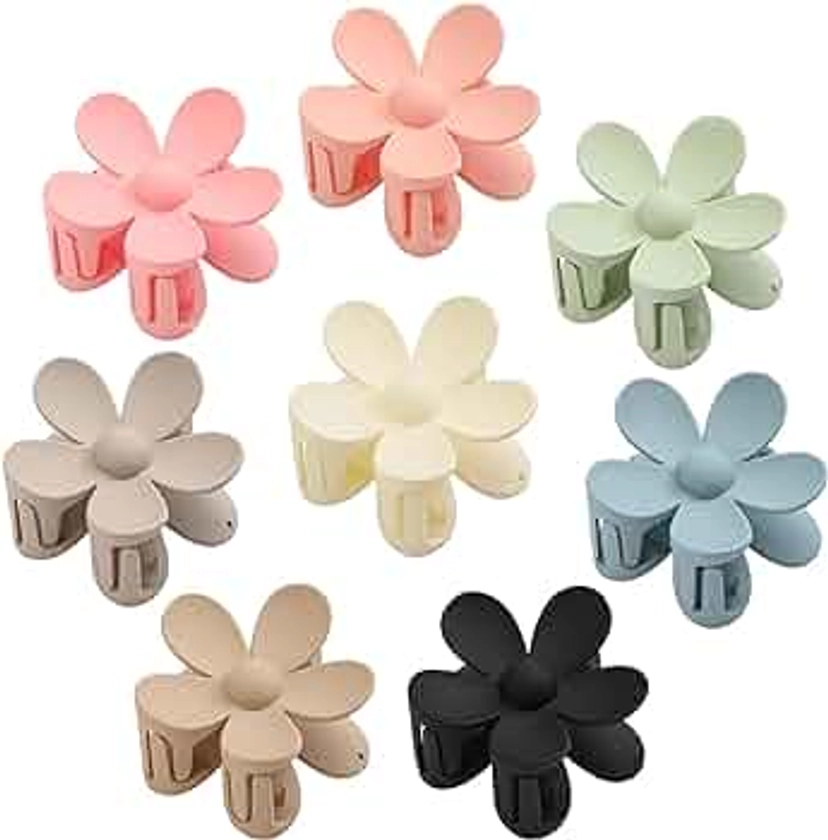 8PCS Flower Claw Clips, Hair Claw Clips for Thick Thin Hair, Non Slip Flower Hair Clips, Strong Hold Hair Clips for Women Girls, Aesthetic Color