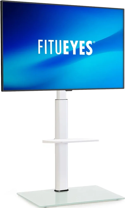 FITUEYES TV Stand with Mount for 32 to 60 inch Flat Curved Screen Swivel and Height Adjustable with Cable Management Max VESA 600x400 mm(White)