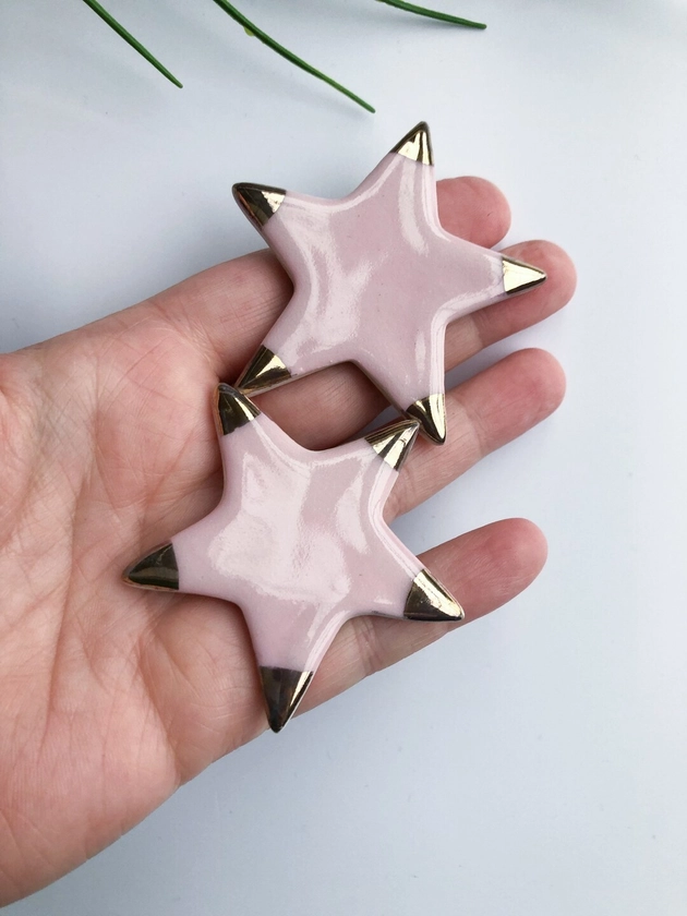 Baby pink brooch with gold luster