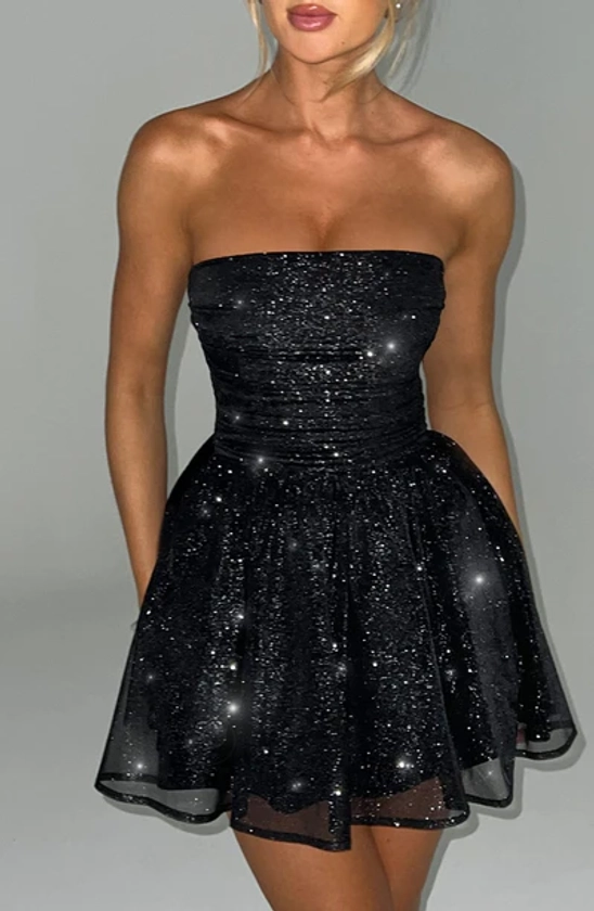 Katrina Mini Dress - Black Sparkle