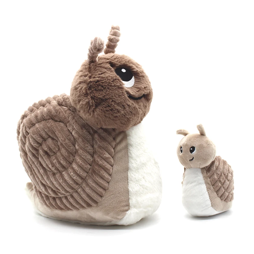 Peluche escargot Speedou maman et son bébé marron beige - Les Ptipotos