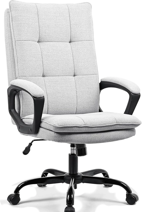 BASETBL Fauteuil de Bureau, Chaise Bureau Ergonomique en Tissu avec accoudoirs rembourrés, Dossier et Assise Double épaisseur, Fonction de Balancement