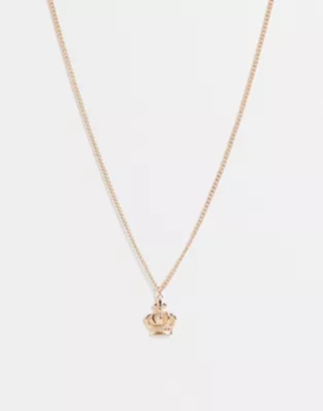 ASOS DESIGN neckchain with ditsy crown pendant in gold tone | ASOS