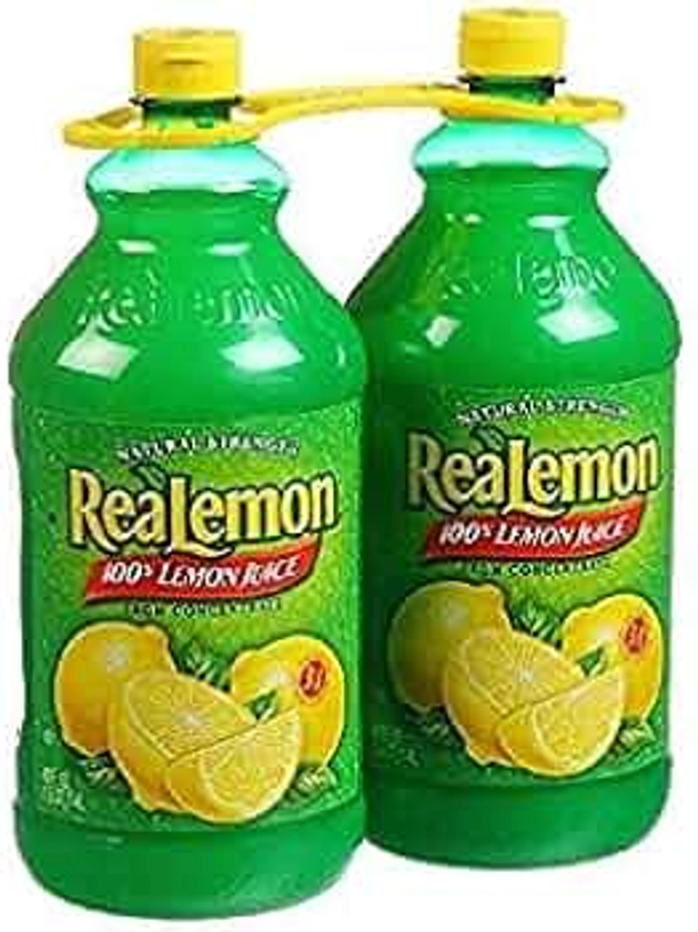 Realemon Juice 100% Zumo de limón 2 botellas de 48 oz