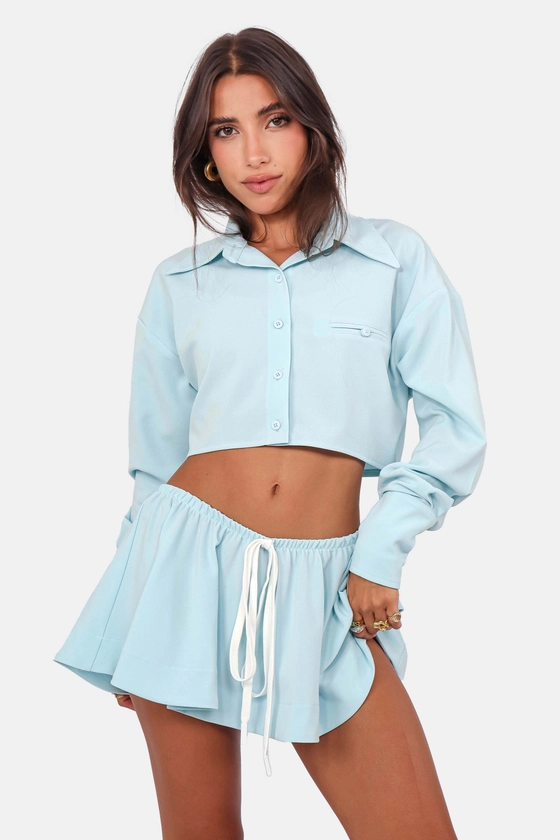 camisa cropped sienna azul claro