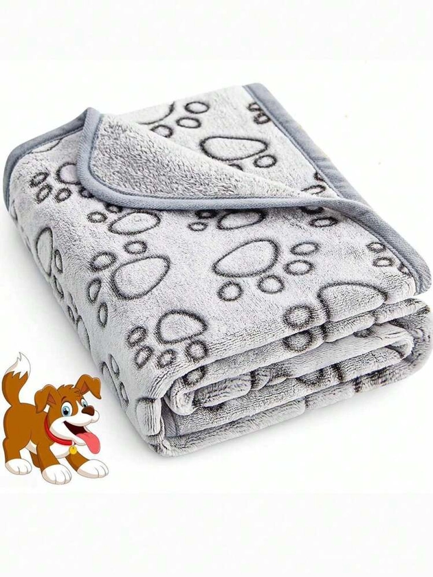 LINKOOL 1PC Pets Blanket With Anti-Slip Design All Seasons Soft Warm Paw Print Puppy Pet Blanket Small Medium Large Dogs Cats Pet Accessories