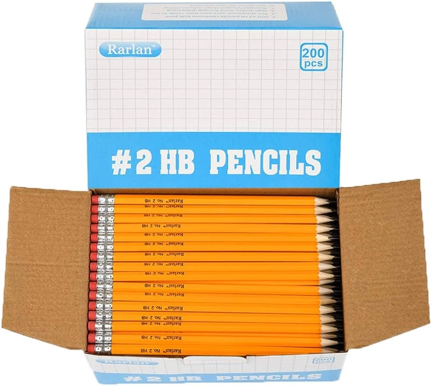 Wood-Cased #2 HB Pencils, Pre-sharpened, 200 Count Bulk Pack