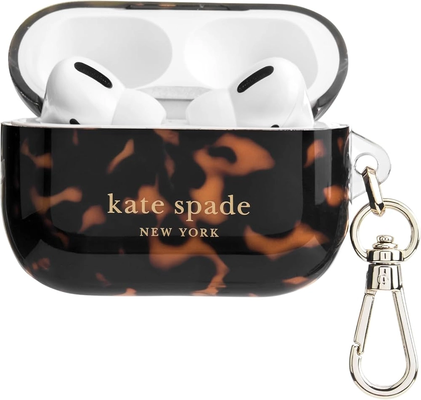 Kate Spade New York AirPods Pro Protective Case with Keychain Ring - Tortoiseshell, Compatible with AirPods Pro 2nd / 1st Generation