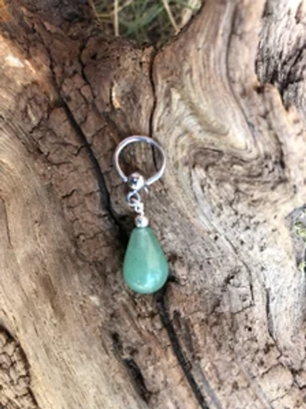 Anneau de nombril, acier chirurgical, perle d'aventurine montée sur argent. Bijoux artisanal. Unique!!