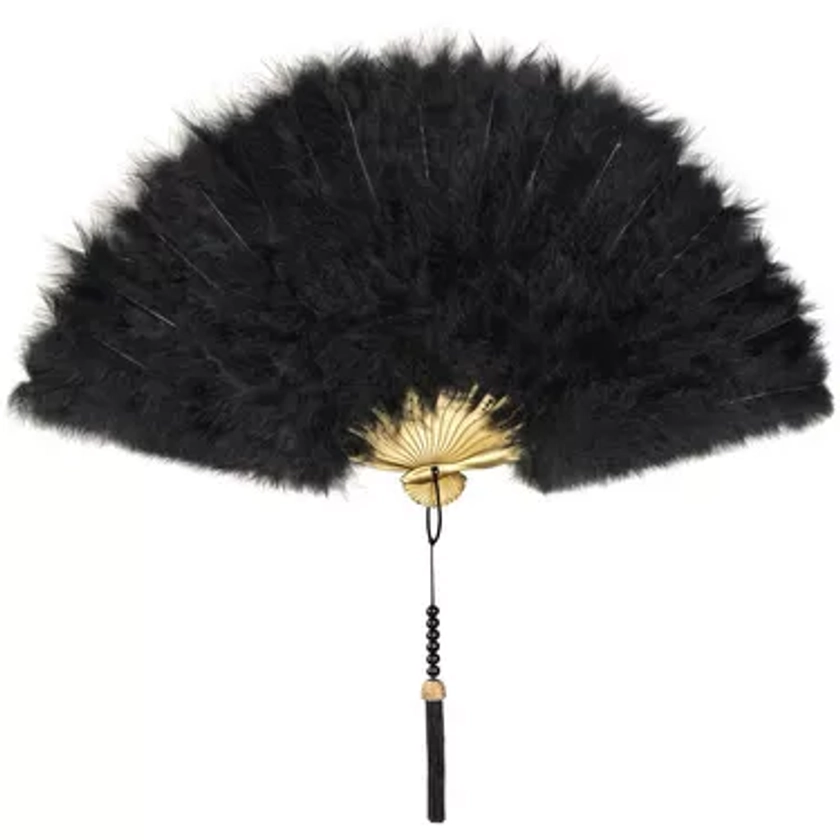 Roaring 20s Black Feather Fan