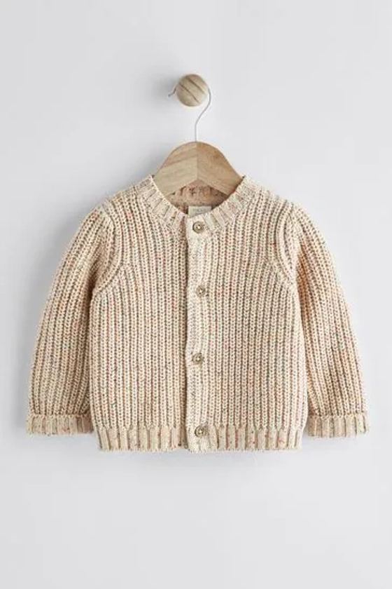 Buy Brown - Baby 100% Cotton Chunky Knitted Embroidered Brown Cardigan from Next Germany