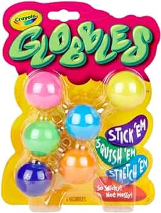 Crayola Globbles Fidget Toy (6ct), Sticky Fidget Balls, Squish Gift for Kids, Sensory Toys for Kids, Stress Toy, Ages 4, 5, 6