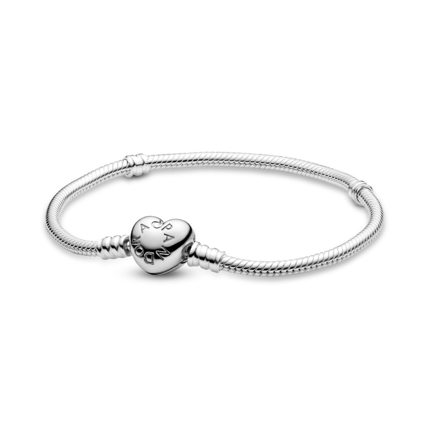 Bracelete Prata Pulseira em Trama e Fecho Coração - Pandora Joias | Charms, Braceletes, Anéis | Site Oficial