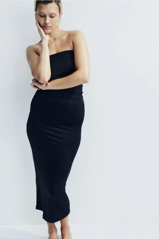 Jupe maxi en microfibre - Taille régulière - Maxi - Noir - FEMME | H&M BE