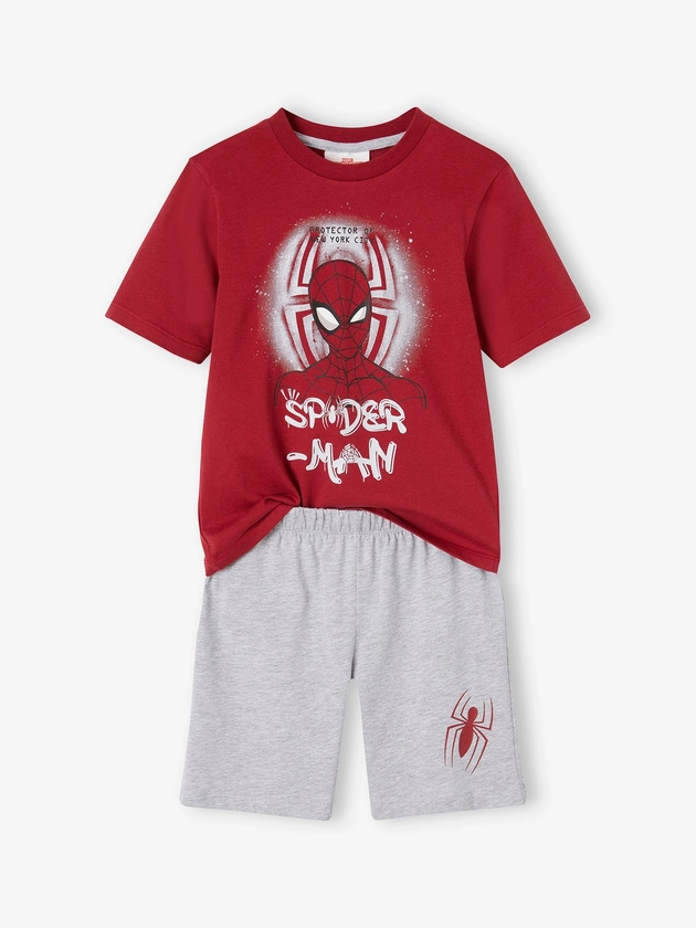 Pyjashort Spider-Man GA rouge/gris chiné - Spiderman
