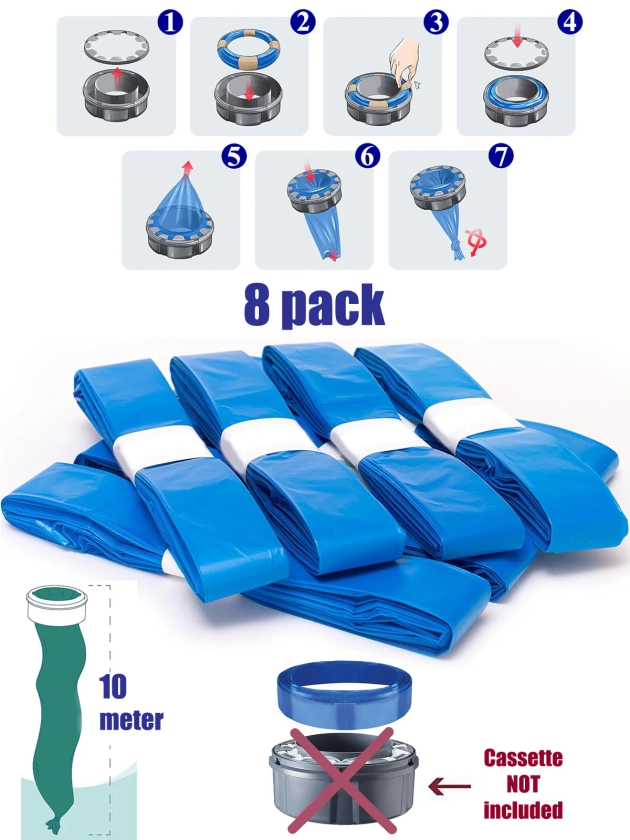 Biomedintech Refill Bags - Tommee Tippee Nappy Bin Hack (8 Packs in 1