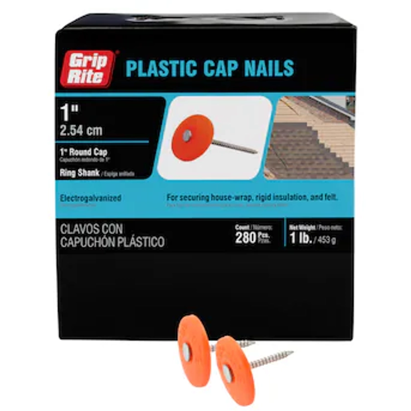 Grip-Rite 1-in 12-Gauge Electro-Galvanized Plastic Cap Nails (280-Per Box) Lowes.com