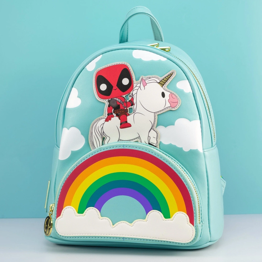 Loungefly x Marvel Deadpool 30th Anniversary Unicorn Rainbow Mini Backpack