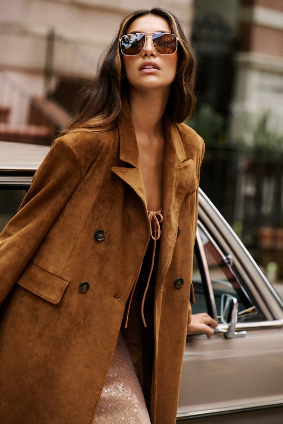 Anthropologie Faux-Suede Trench Coat