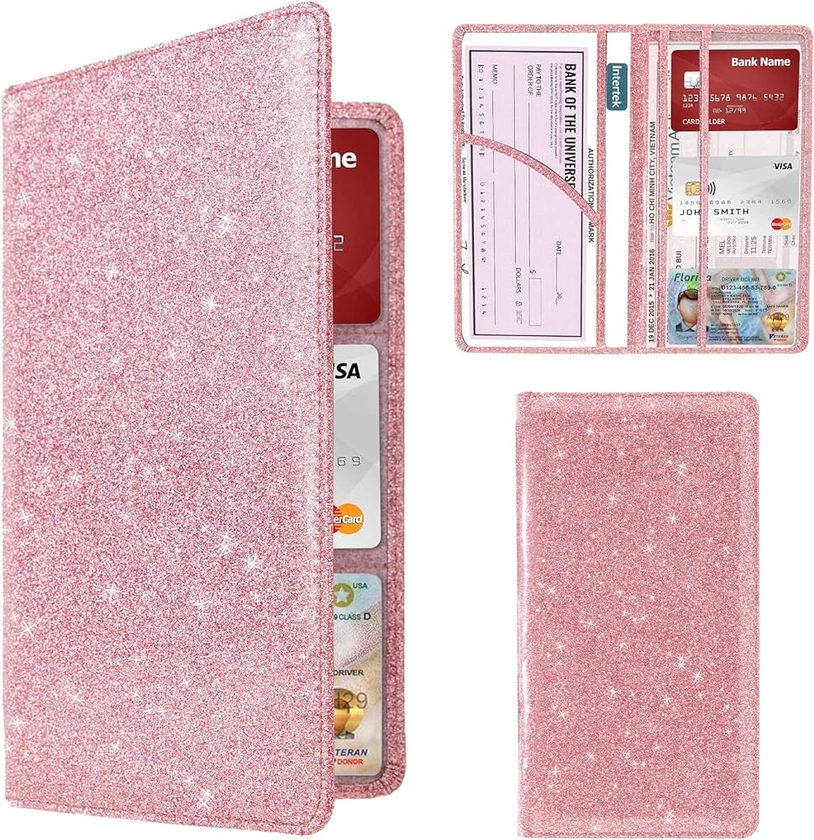 Dalueery.H Car Registration and Insurance Holder Registration and Insurance Card Holder Car Essentials for Women Car Insurance and Registration Card Holder Men Pink Car Essentials (bling pink)