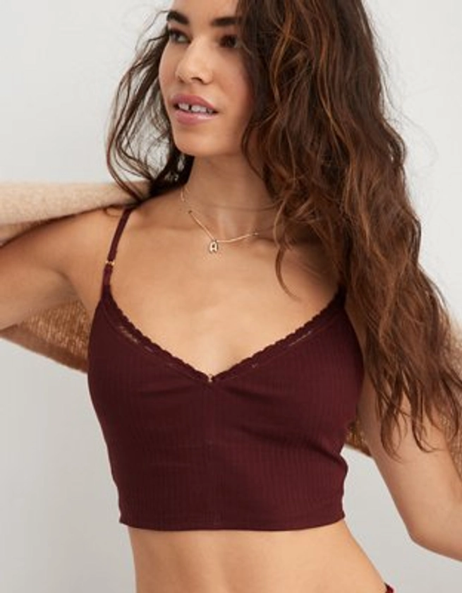 Aerie Ribbed Lace Bra Top