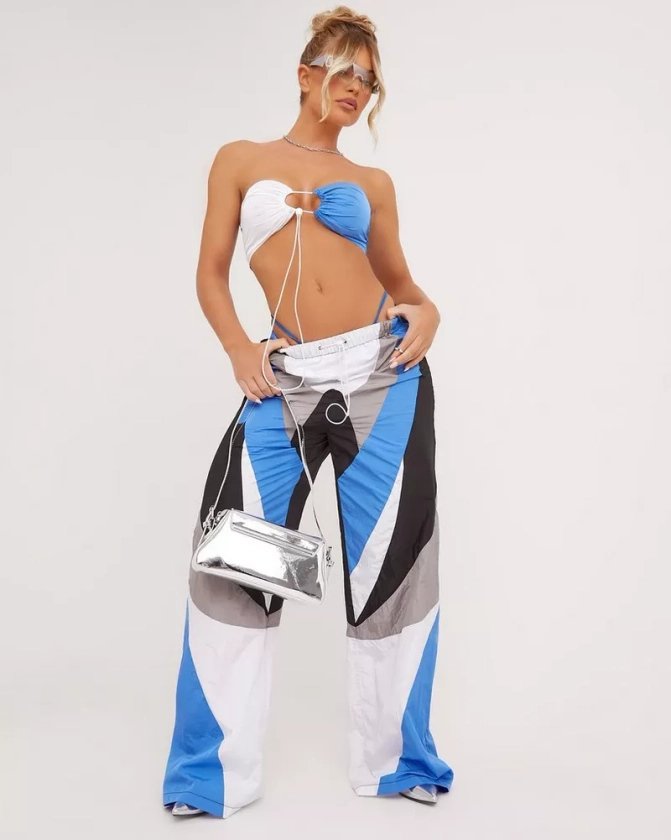 Frill Hem Side Ruched Detail Mini Skirt In White Slinky