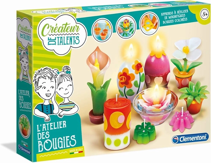 Clementoni - Créateur de Talents : L'Atelier des Bougies - Coffret Créatif - Réalise des Bougies Colorées - Décoration - Ingrédient et ustensiles Inclus - Pour Enfants à Partir de 8 Ans