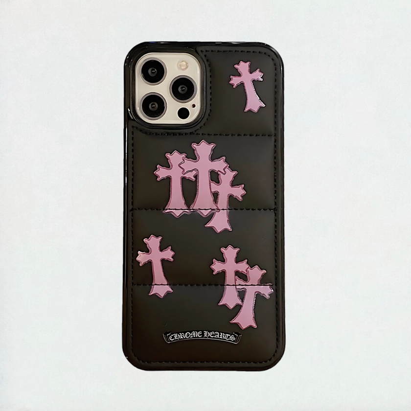 Pink Cross Puffer iPhone Case