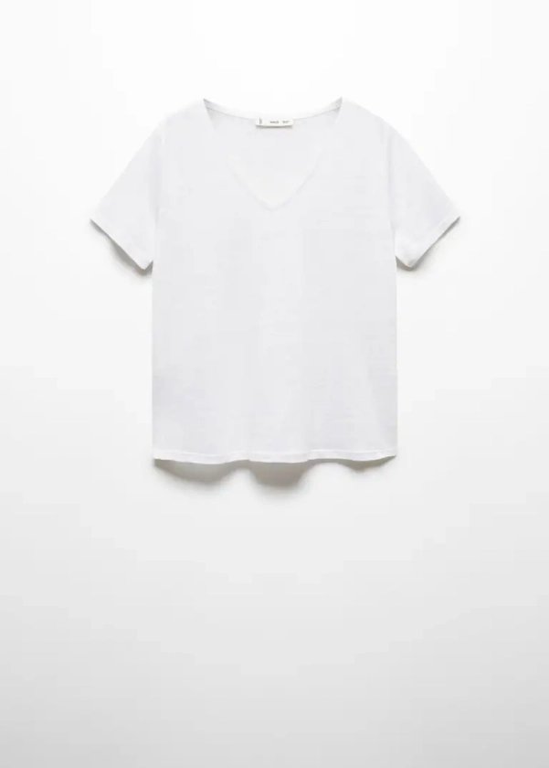 T-shirt lin col V