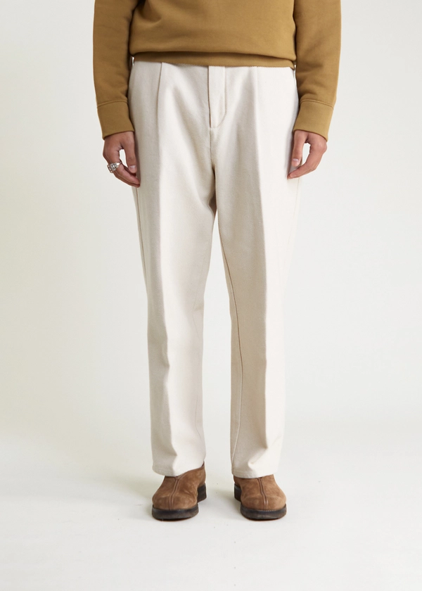 Pantalon large Poetto en twill de coton français écru