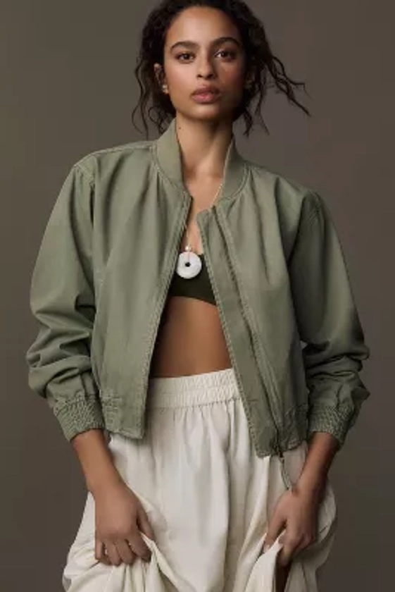 Pilcro Canvas Cropped Bomber Jacket