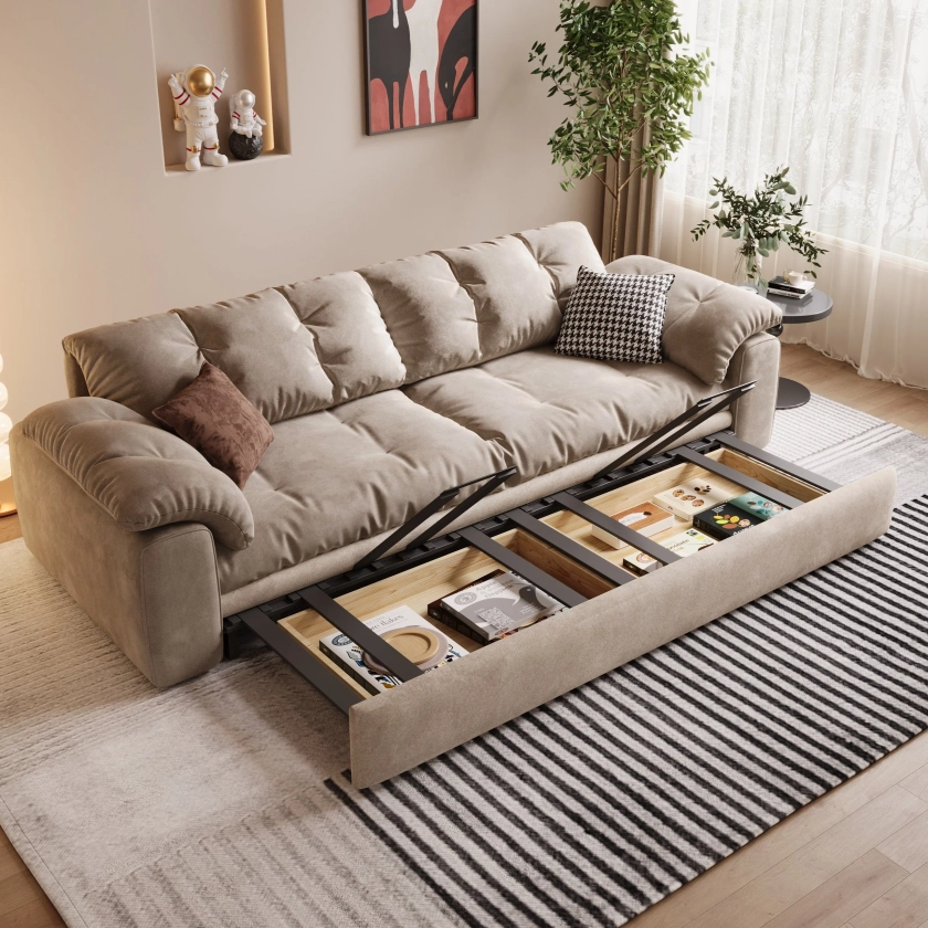 Multifunctional Sleeper 3 Seater Sofa Bed with Storage Space