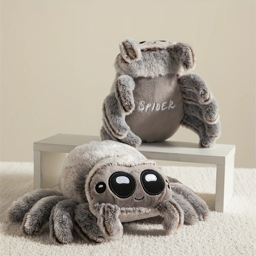 Brown Gray Spider Stuffed Animal Soft Cuddly Toy, Perfect Gift For Decoration