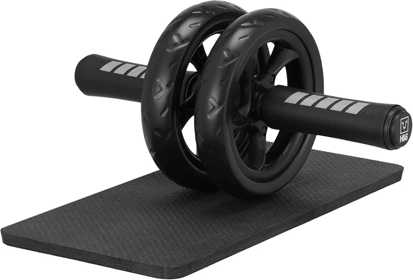 H&S Ab Roller for Strength Training Equipment - Abs Sit Up Exercise Wheel for home gym with Extra Thick Knee Pad Mat - Ab Trainer w/Dual Glide Wheels