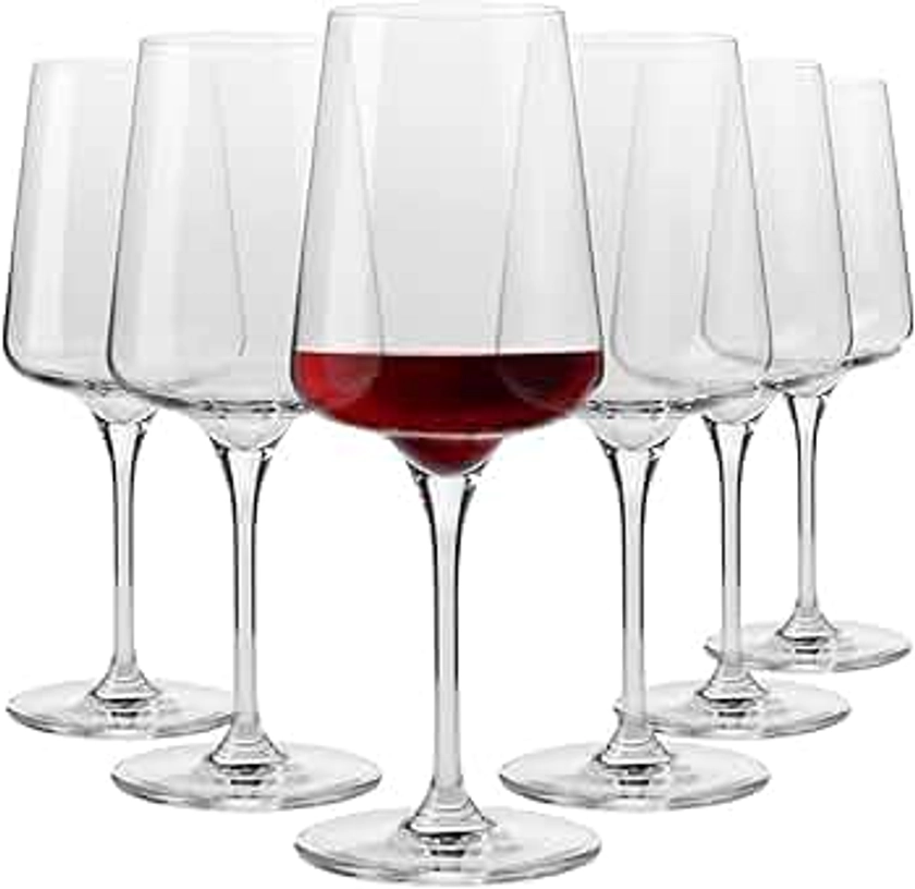 Krosno Bicchieri da vino rosso | Design elegante | Set di 6 calici | 500 ML | Artigianato tradizionale | Perfetti per la Casa, il Ristorante e le Feste | Lavabili in lavastoviglie