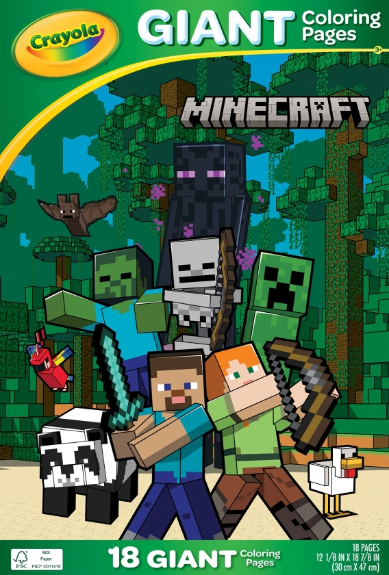 Crayola Minecraft Giant Coloring Pages (18ct), Kids Holiday Gift, Large Coloring Pages, Minecraft Gift for Kids, Ages 3+ - Walmart.com