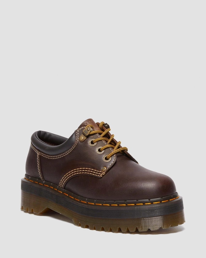 8053 Quad II Crazy Horse Leather Platform Shoes in Dark Brown | Dr. Martens