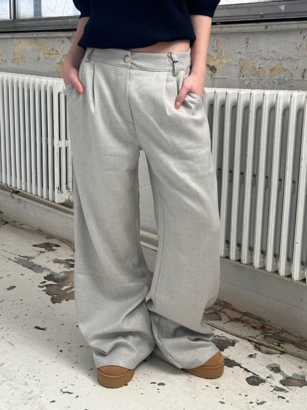 Donna oversized glitter pants - Light grey