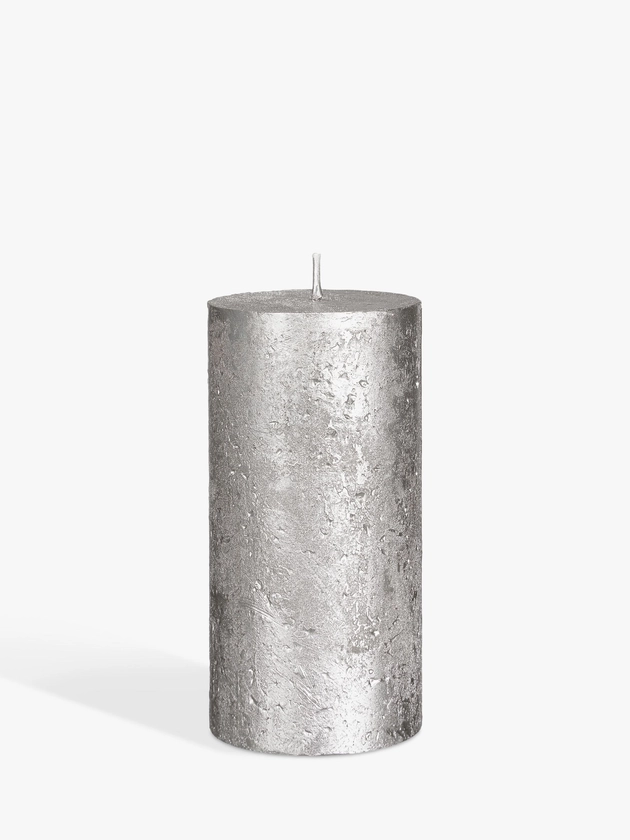 John Lewis Rustic Pillar Candle, 15cm, Silver