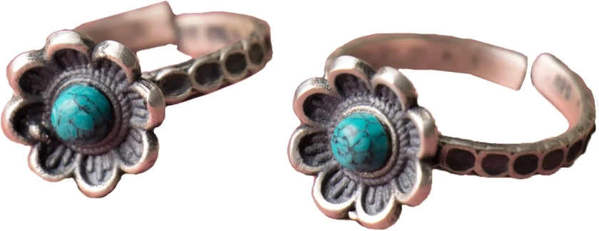 Shyle 925 Sterling Silver Toe Ring, Moh Turquoise Mini Flower Toe Ring, Well Stamped with 92.5, Minimal Pieces, Handcrafted Oxidized Silver Toe-Ring, Women's Accessories : Amazon.in: Jewellery