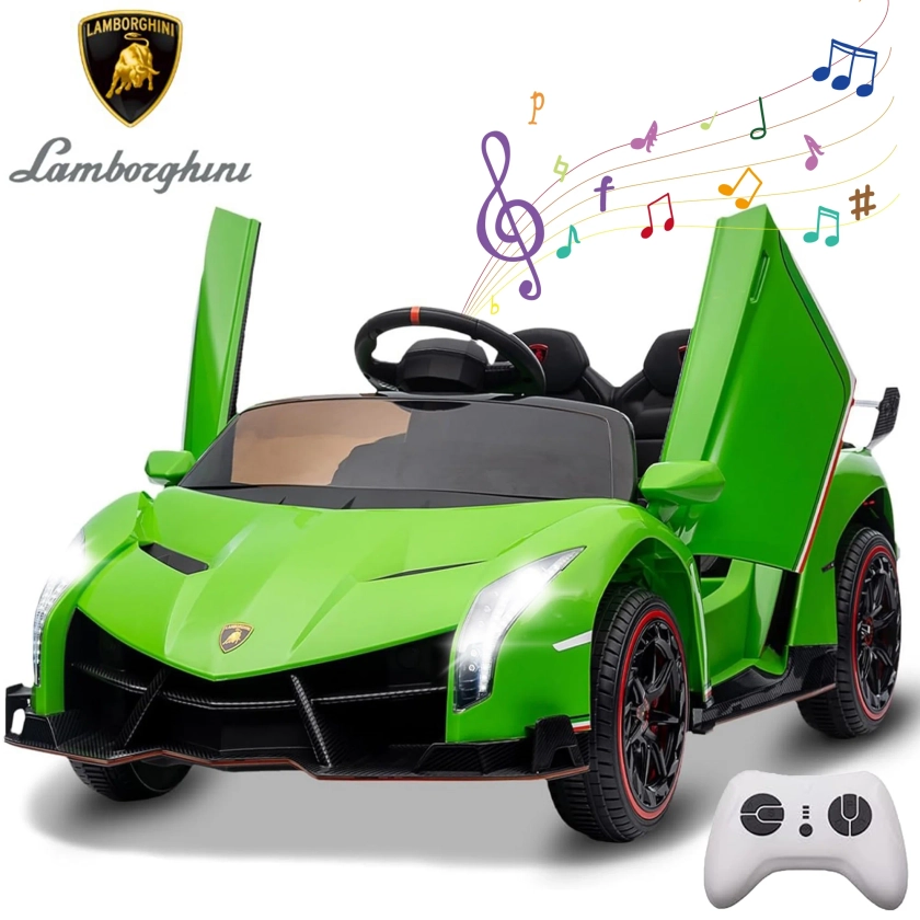 VINCIGO 12V Ride on Toys for Toddlers,Lamborghini Car with Hydraulic Powered Doors, Parent Control,Built-in Music,Max Speed 4 mph